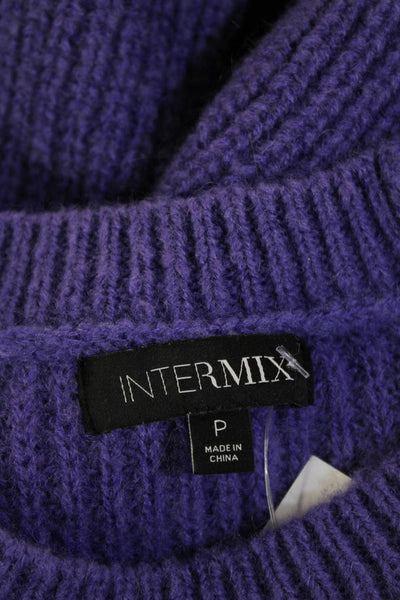 Intermix Womens Purple Crew Neck Zip Pullover Sweater Size PP