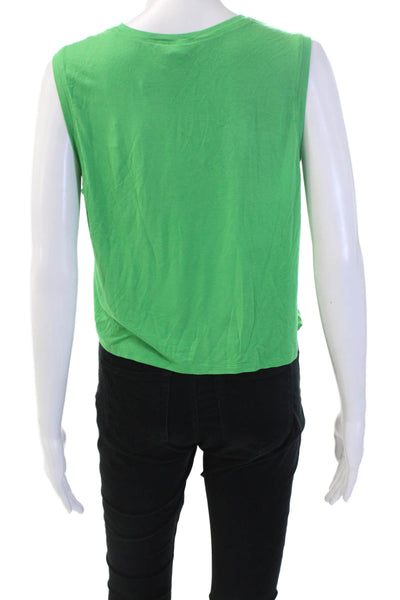 Splits 59 Women Cropped Basic Tank Green Sleeveless Crew Neck Size M