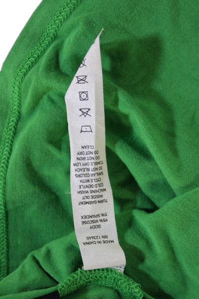 Splits 59 Women Cropped Basic Tank Green Sleeveless Crew Neck Size M