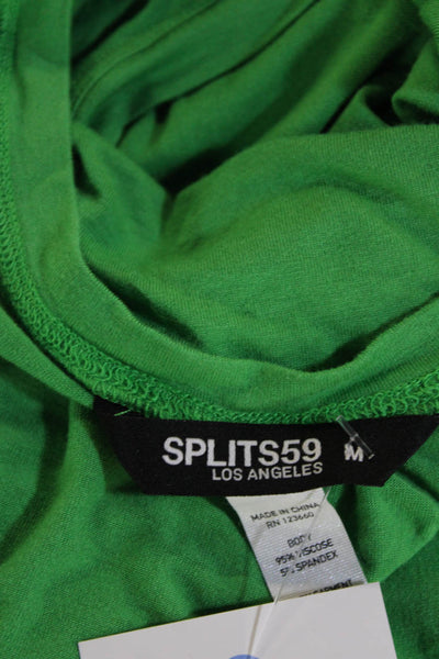 Splits 59 Women Cropped Basic Tank Green Sleeveless Crew Neck Size M