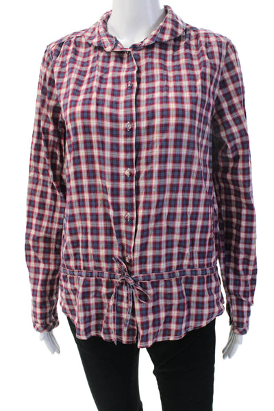 L.O.G.G. Women Blue Plaid Cotton Collared Button-Up Long Sleeve 90s Size 10