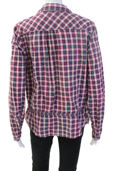 L.O.G.G. Women Blue Plaid Cotton Collared Button-Up Long Sleeve 90s Size 10
