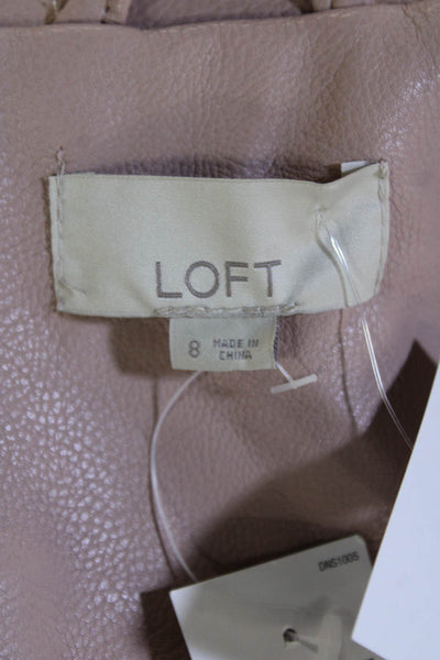 Loft Womens Biker Jacket Pink Collared Snap Long Sleeve Size 8