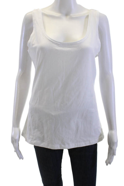 Lily Pulitzer Womens Sleeveless Basic Cotton Tank White Round Neck Size L