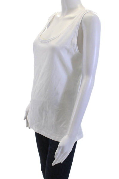 Lily Pulitzer Womens Sleeveless Basic Cotton Tank White Round Neck Size L