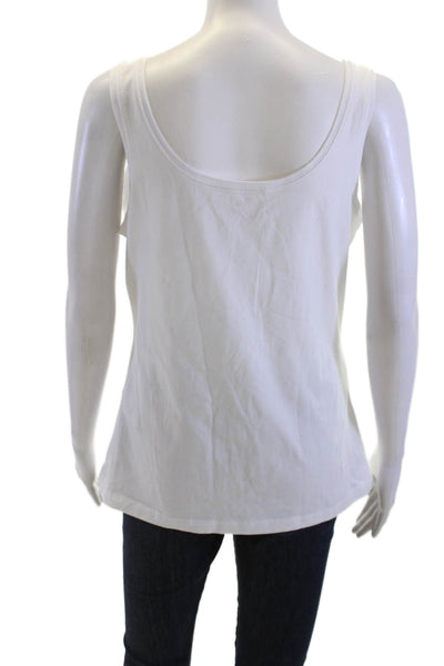 Lily Pulitzer Womens Sleeveless Basic Cotton Tank White Round Neck Size L