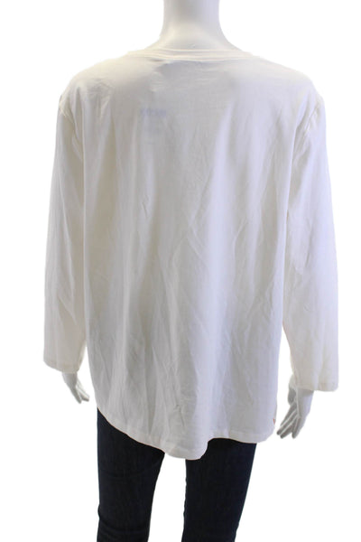 J. Mclaughlin Womens Long Sleeve Crew Neck Horse Graphic T-Shirt White Size M