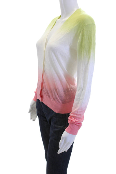 Theory Women Cardigan Green V Neck Button Long Sleeve Cotton Blend Size S