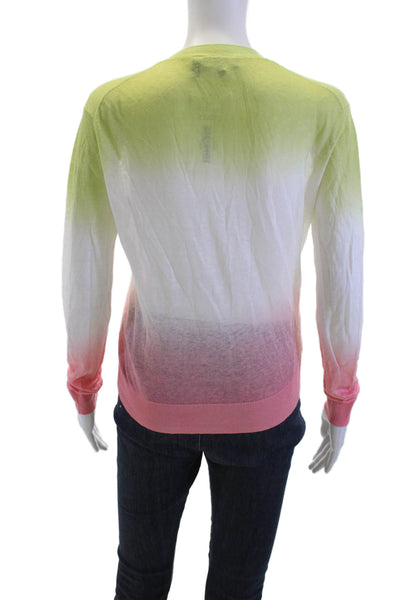 Theory Women Cardigan Green V Neck Button Long Sleeve Cotton Blend Size S