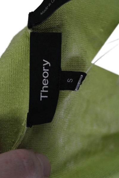 Theory Women Cardigan Green V Neck Button Long Sleeve Cotton Blend Size S
