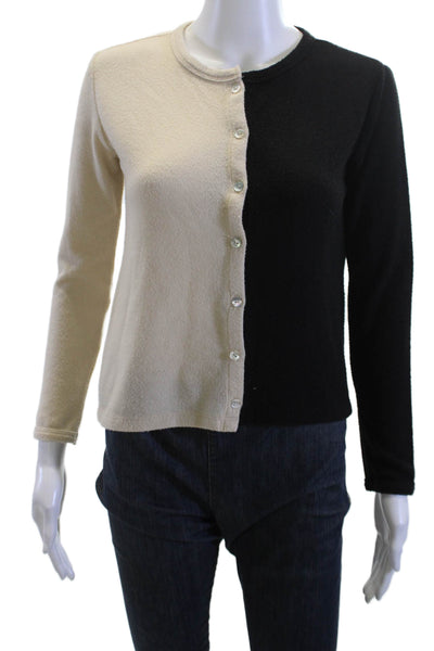 Donni Unisex Cardigan Sweater Beige 90s Button Crew Neck Long Sleeve Size S