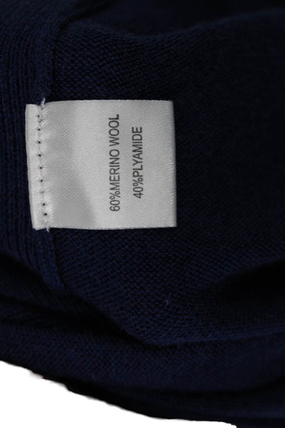 Greyson Womens V-Neck Merino Wool Blend Pullover Sweater Dark Blue Size M