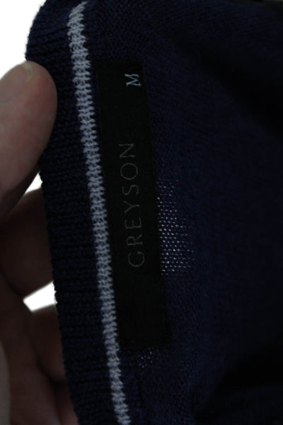 Greyson Womens V-Neck Merino Wool Blend Pullover Sweater Dark Blue Size M