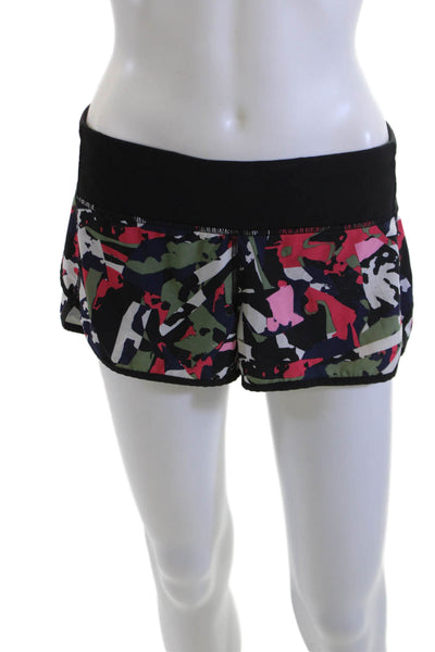Lululemon Womens Black Camouflage Nylon Army Hook & Loop Shorts Size 6