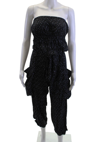 Malia Mills Women Black Polka Dot Square Neck Sleeveless Jumpsuit Size 4