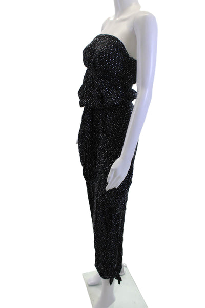 Malia Mills Women Black Polka Dot Square Neck Sleeveless Jumpsuit Size 4