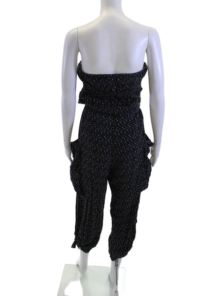 Malia Mills Women Black Polka Dot Square Neck Sleeveless Jumpsuit Size 4