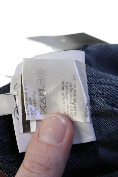 Akris Punto Women A-Line Wrap Skirt Dark Blue Cotton Mini Size 8