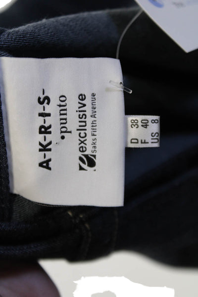 Akris Punto Women A-Line Wrap Skirt Dark Blue Cotton Mini Size 8