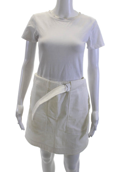 Akris Punto Women A-Line Mini Skirt White 98% Cotton 2% Polyurethane Size 8