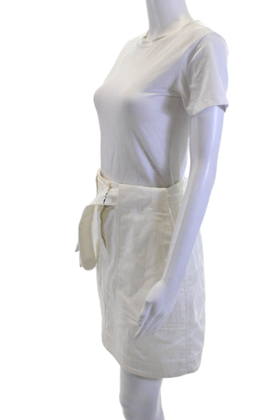 Akris Punto Women A-Line Mini Skirt White 98% Cotton 2% Polyurethane Size 8