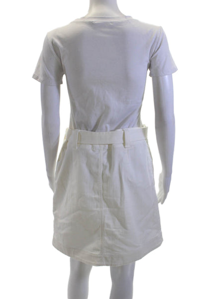 Akris Punto Women A-Line Mini Skirt White 98% Cotton 2% Polyurethane Size 8