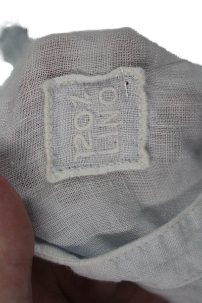 120% Lino Womens Shirt Dress Light Blue 3/4 Sleeve Button Size 48