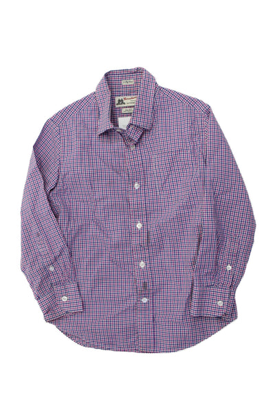 Crewcuts Boys Long Sleeve Plaid Button Casual Shirt Red Size 7Y