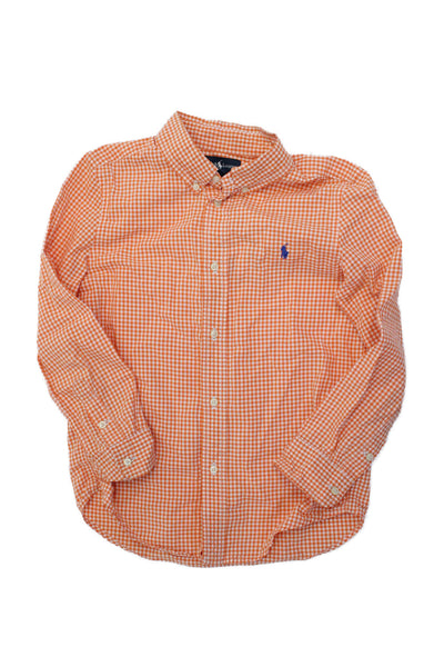 Ralph Lauren Boys Long Sleeve Plaid Button Shirt Orange Size 07