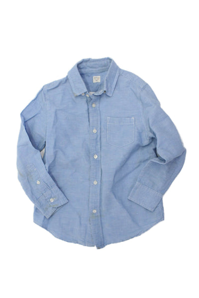 Crewcuts Boys Long Sleeve Casual Button Down Shirt Blue Size 7