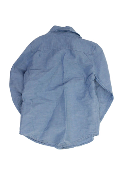 Crewcuts Boys Long Sleeve Casual Button Down Shirt Blue Size 7