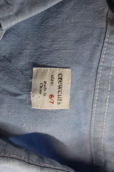 Crewcuts Boys Long Sleeve Casual Button Down Shirt Blue Size 7