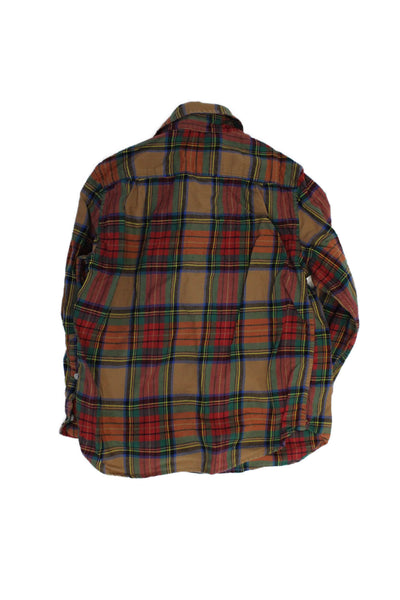 Crewcuts Boys Long Sleeve Plaid Button Casual Shirt Brown Size 6-7Y