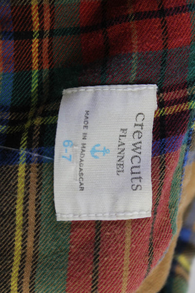 Crewcuts Boys Long Sleeve Plaid Button Casual Shirt Brown Size 6-7Y