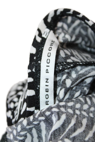 Robin Piccone Women Slip Dress V-Neck Herringbone Black Drawstring Size L