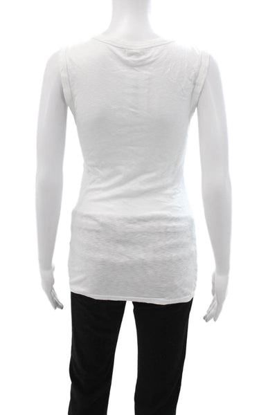Michael Stars Women White Sleeveless Basic Tank Supima Round Neck Size One Size