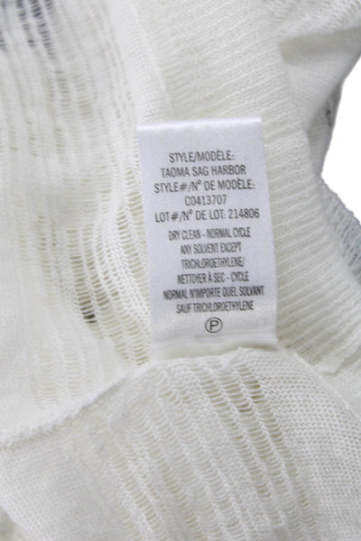 Theory Womens Basic Striped Round Neck Long Sleeve Linen Blend Sweater Size M