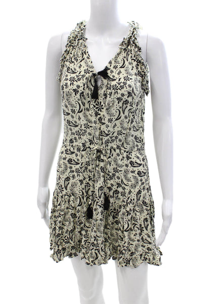 Cool Change Women Sundress Beige Floral Rayon Sleeveless V Neck Size S