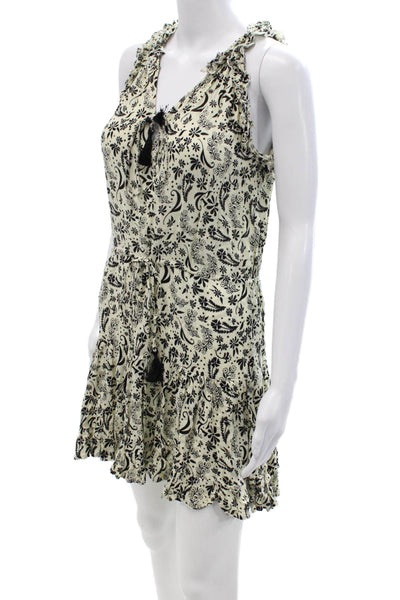 Cool Change Women Sundress Beige Floral Rayon Sleeveless V Neck Size S