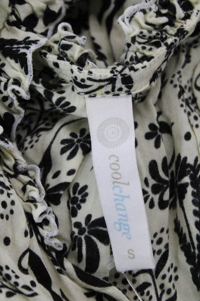 Cool Change Women Sundress Beige Floral Rayon Sleeveless V Neck Size S