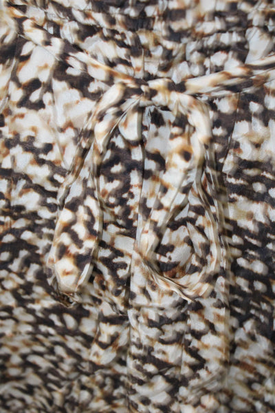 Love Sam Women Wrap Mini Dress Beige Animal Print V-Neck Long Sleeve Size S