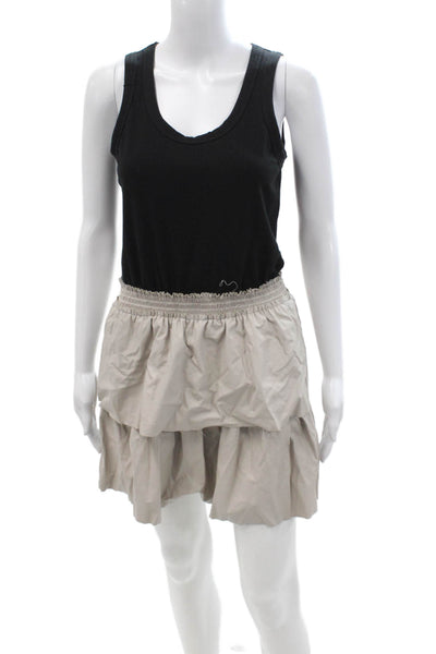 Drew Women Peasant Pettiskirt Dress Set Beige Scoop Neck Sleeveless Size S