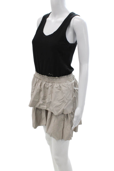 Drew Women Peasant Pettiskirt Dress Set Beige Scoop Neck Sleeveless Size S
