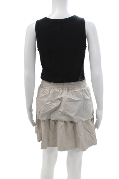 Drew Women Peasant Pettiskirt Dress Set Beige Scoop Neck Sleeveless Size S
