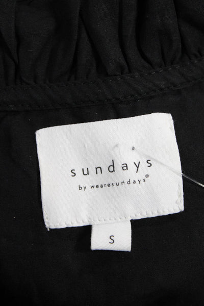 Sundays Womens Mini Sundress Black Geometric Cotton Sleeveless Size S