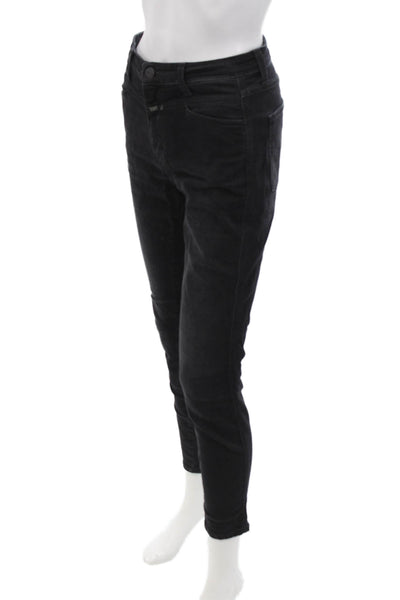 Closed Womens Skinny Ankle Jeans Black Mid Rise Button Size 26