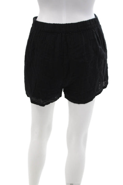 Sundays Unisex Black Cotton Solid Beach Shorts Size 1