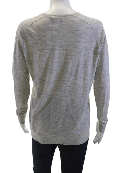 Theory Womens Basic V Neck Long Sleeve Gray Sweater Size S
