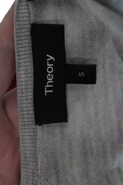 Theory Womens Basic V Neck Long Sleeve Gray Sweater Size S