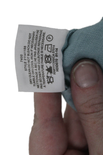 Tory Burch Womens Light Blue Linen Collared Button Up Top Long Sleeve Size 10